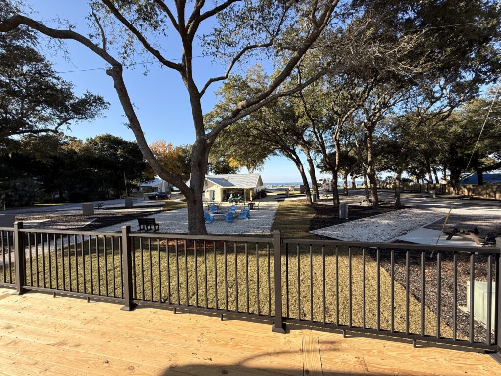 view of park and bay from casita at Fort Morgan RV park