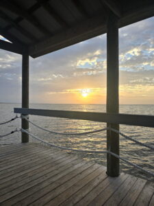 sunset from pier at Ft Morgan on Bon Secour Bay